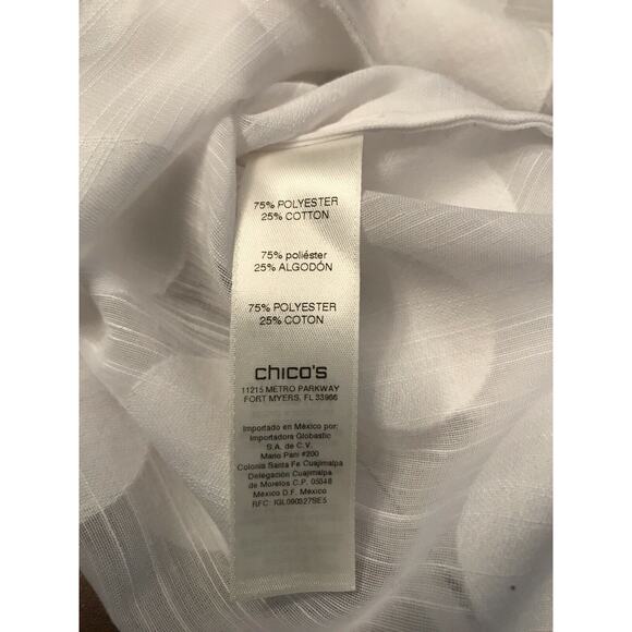 Chico's Textured Polka-Dot Cold-Shoulder Optic White Top Shirt Blouse Size 1 Med - Picture 9 of 9